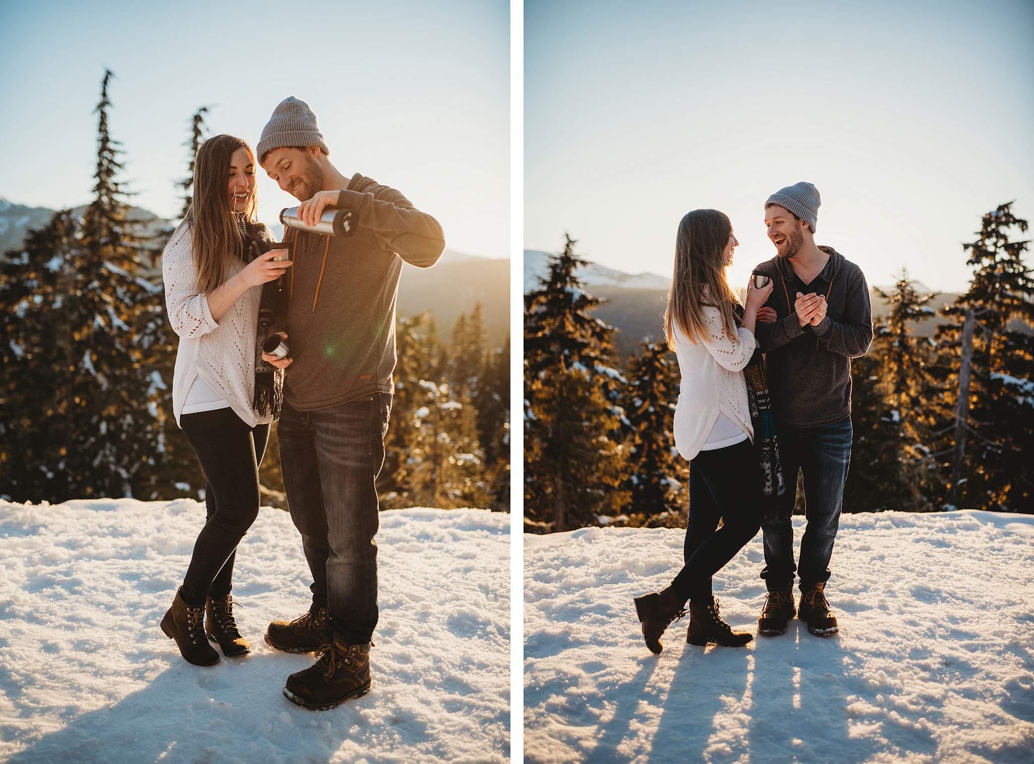 Couples engagement photography on Mount Washington at sunset.