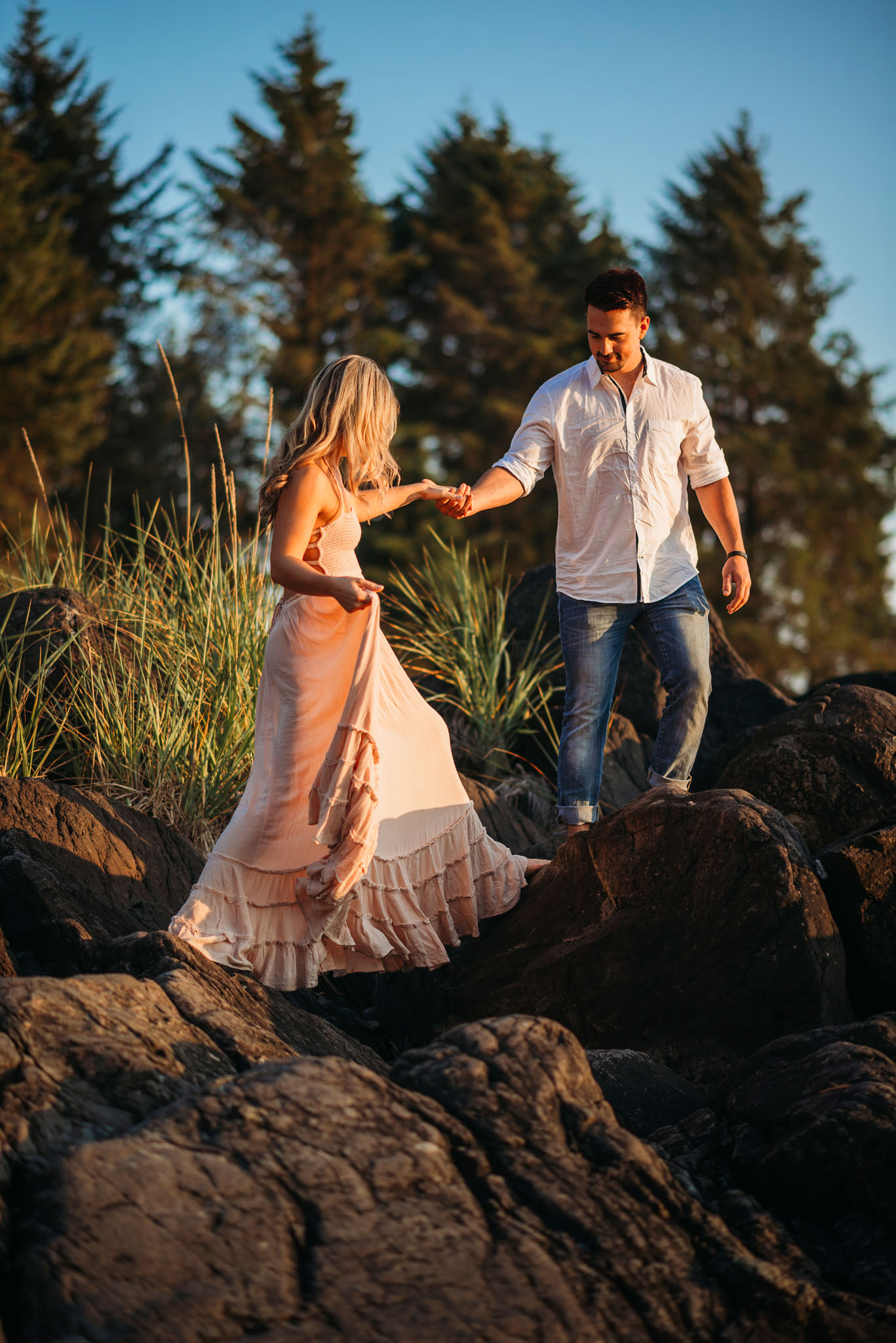 Subset beach engagement session on the west coast of Vancouver Island.